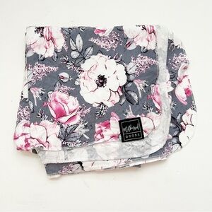 Milkmaid Goods Gray and Pink Floral Swaddle